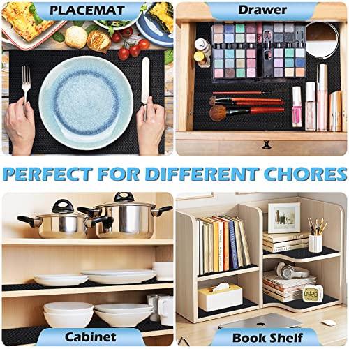 MooiFun Drawer Liners, Non-Adhesive Shelf Liner, Waterproof Anti-Slip BPA Free Kitchen Cupboard Cabinet Liner Refridge Fridge Mats Sink Protector Strong Durable for Home Office(Black/17.3" x 196.8")