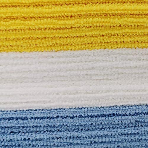 Amazon Basics Microfiber Cleaning Cloths, Non-Abrasive, Reusable and Washable - Pack of 24, 12 x16-Inch, Blue, White and Yellow