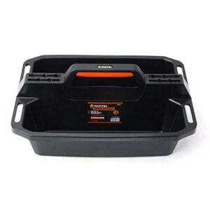 tactix 320200 plastic tote & caddy tray,black/orange