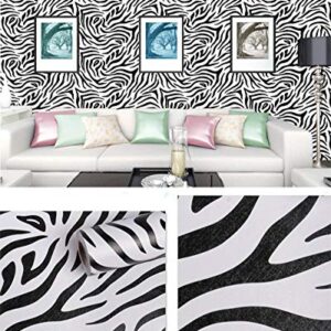 PoetryHome Self Adhesive Vinyl Zebra Stripe Wall Paper Shelf Liner Drawer Cabinets Dresser Crafts Sticker 17.7x117 Inches