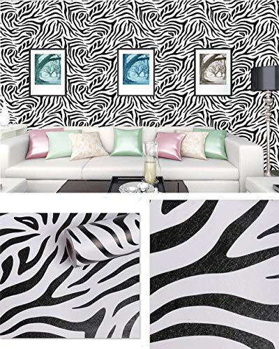 PoetryHome Self Adhesive Vinyl Zebra Stripe Wall Paper Shelf Liner Drawer Cabinets Dresser Crafts Sticker 17.7x117 Inches