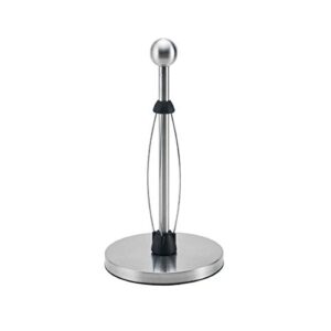 kamenstein perfect tear low profile stainless steel countertop paper towel holder, ball finial, one handed pull, no unraveling, weighted base prevents tipping, 13 inch