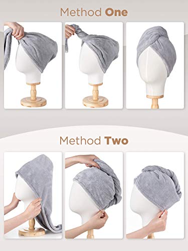 Hicober Microfiber Hair Towel, 3 Packs Hair Turbans for Wet Hair, Drying Hair Wrap Towels for Curly Hair Women Anti Frizz