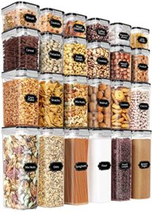 praki airtight food storage containers set with lids – 24 pcs, bpa free kitchen and pantry organization, plastic leak-proof canisters for cereal flour & sugar – labels & marker