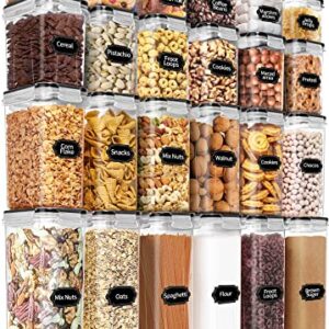 PRAKI Airtight Food Storage Containers Set with Lids - 24 PCS, BPA Free Kitchen and Pantry Organization, Plastic Leak-proof Canisters for Cereal Flour & Sugar - Labels & Marker