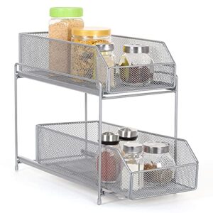 MOOACE 2 Tier Under Sink Organizer, Bathroom Kitchen Countertop Under Sink Cabinet Organizer with Sliding Storage Drawer