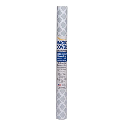 Magic Cover Self-Adhesive Vinyl Shelf and Drawer Liner, 18" x 16', Talisman Glacier Gray