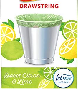 Glad Small Kitchen Drawstring Trash Bags – 4 Gallon Green Trash Bag Febreze , Sweet Citron & Lime, 80 Count (Package May Vary)