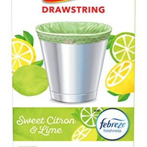 Glad Small Kitchen Drawstring Trash Bags – 4 Gallon Green Trash Bag Febreze , Sweet Citron & Lime, 80 Count (Package May Vary)