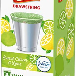 Glad Small Kitchen Drawstring Trash Bags – 4 Gallon Green Trash Bag Febreze , Sweet Citron & Lime, 80 Count (Package May Vary)