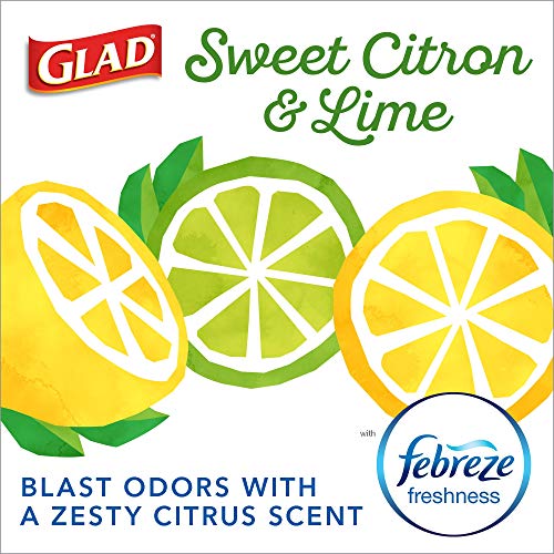 Glad Small Kitchen Drawstring Trash Bags – 4 Gallon Green Trash Bag Febreze , Sweet Citron & Lime, 80 Count (Package May Vary)