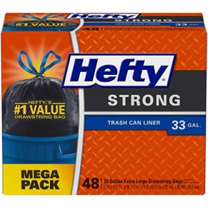 hefty strong large trash bags, 33 gallon, 48 count