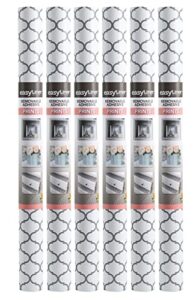 duck easyliner adhesive laminate prints shelf liner, gray quatrefoil, 20 in. x 15 ft, 6 rolls