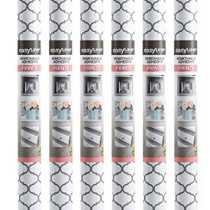 Duck EasyLiner Adhesive Laminate Prints Shelf Liner, Gray Quatrefoil, 20 in. x 15 ft, 6 Rolls