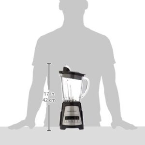 Hamilton Beach Power Elite Wave Action Blender-for Shakes and Smoothies, Puree, Crush Ice, 40 Oz Glass Jar, 12 Functions, Stainless Steel Ice Sabre-Blades, Black (58148A)