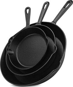 utopia kitchen pre-seasoned cast iron skillet set 3-piece – 6 inch, 8 inch and 10 inch cast iron set (black)