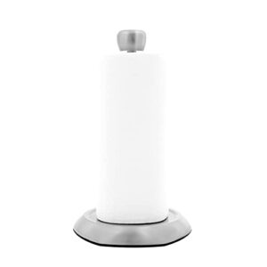 Kamenstein Hexagon Base Perfect Tear, Stainless Steel Countertop Paper Towel Holder, One Handed Pull, No Unraveling, Weighted Base Prevents Tipping, 14 Inch