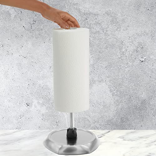 Kamenstein Hexagon Base Perfect Tear, Stainless Steel Countertop Paper Towel Holder, One Handed Pull, No Unraveling, Weighted Base Prevents Tipping, 14 Inch