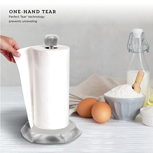 Kamenstein Hexagon Base Perfect Tear, Stainless Steel Countertop Paper Towel Holder, One Handed Pull, No Unraveling, Weighted Base Prevents Tipping, 14 Inch