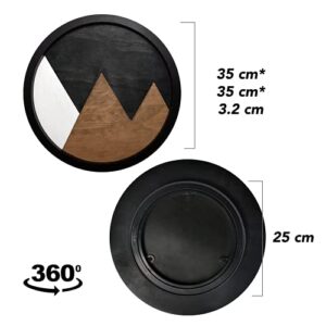 HOME BREEZES Mountain Wood Lazy Susan Wooden Turntable-14 inches Diameter-Table Top Rotating Serving Tray. Round Tray for Dinning Room, Living Room, Kitchen.