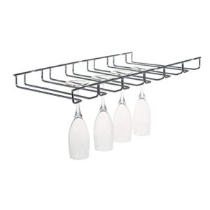 Kitchen Details Stemware Drying Rack | Hanging Wine Glass Holder | Under Cabinet Mount | Holds 18 Glasses | Prevents Water Marks | Kitchen Storage & Organization | Chrome