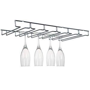 Kitchen Details Stemware Drying Rack | Hanging Wine Glass Holder | Under Cabinet Mount | Holds 18 Glasses | Prevents Water Marks | Kitchen Storage & Organization | Chrome