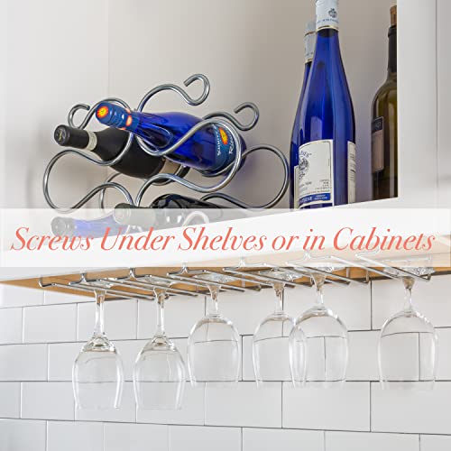 Kitchen Details Stemware Drying Rack | Hanging Wine Glass Holder | Under Cabinet Mount | Holds 18 Glasses | Prevents Water Marks | Kitchen Storage & Organization | Chrome