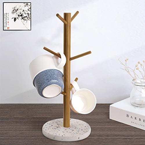 TOPSKY Coffee Mug Holder for Counter, Mug Holder Tree, Coffee Cup Rack Tree, Standing Coffee Mug Station Organizer with 6 Hanger Hooks for Countertop, Vertical Mugs Storage Rack, Free Up Cabinet Space