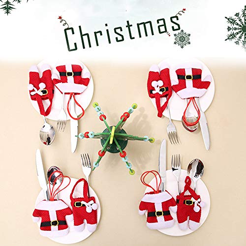 Kaxich 8pcs Christmas Cutlery Holders Suit Silverware Pockets Knifes Forks Tableware Decor Bag Storage Covers Christmas Xmas Party Decorations