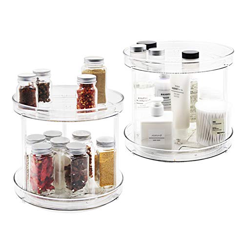 2 Tier Lazy Susan - 2 Pack 360 Degree Rotating Spice Rack - Turntable Cabinet Organizer for Cabinet, Fridge, Kitchen, Bathroom, Vanity Display Stand (2pack-9in)