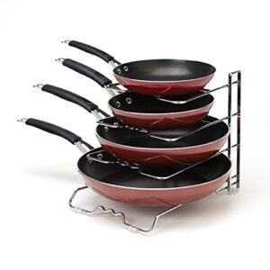 Seville Classics 4-Tier Pan & Pot Lid Rack Kitchen Counter and Cabinet Organizer, 2 Pack Chrome