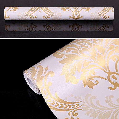 Yifely Luxury Damask Design Self-Adhesive Shelf Drawer Liner PVC Countertop Lining Paper 45x300cm