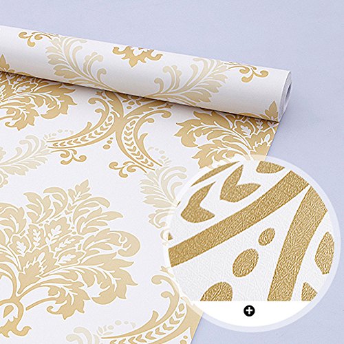 Yifely Luxury Damask Design Self-Adhesive Shelf Drawer Liner PVC Countertop Lining Paper 45x300cm