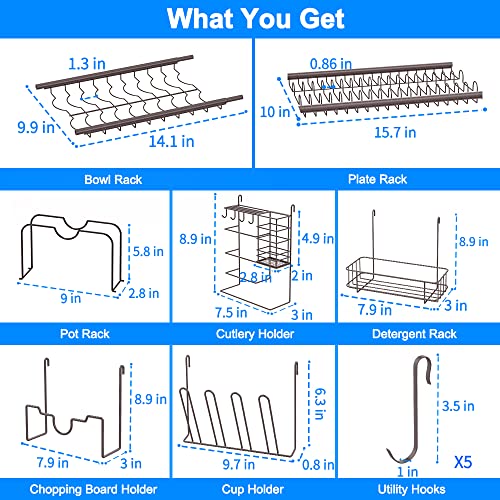 Bextsrack Over The Sink Dish Drying Rack, Multifunctional Dish Drying Rack with Pot Rack for Kitchen Storage Organizer