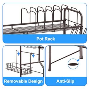 Bextsrack Over The Sink Dish Drying Rack, Multifunctional Dish Drying Rack with Pot Rack for Kitchen Storage Organizer