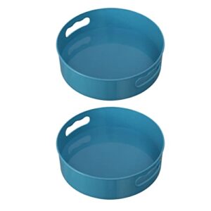2pcs lazy susans turnable organizer cabinet turnable bin rotating storage container for kitchen counter pantry fridge undersink blue