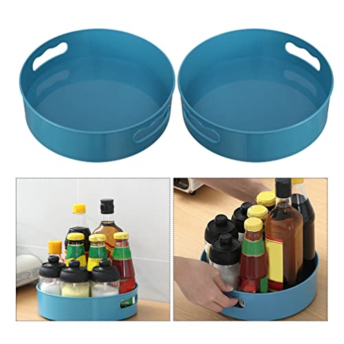 2pcs Lazy Susans Turnable Organizer Cabinet Turnable Bin Rotating Storage Container for Kitchen Counter Pantry Fridge Undersink Blue