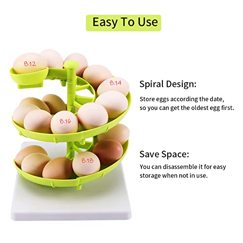 Spiral Egg Basket, Egg Dispenser Rack for Eggs Storage Holds Approximately 20 Eggs for Kitchen Countertop