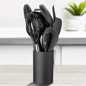 FUNCOCO Kitchen Utensil Holder, Kitchen Utensil Holder Black Plastic Cylinder Storage Tableware Drying Canister, Small