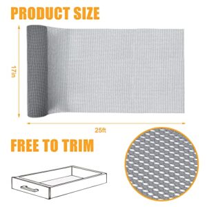 BAKHUK Grip Shelf Liner, 2 Rolls of Non-Adhesive 17 Inch x 25 Feet Cabinet Liner Durable Organization Liners for Kitchen Cabinets Drawers Cupboards Bathroom Storage Shelves (Gray)