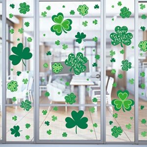 St Patricks Day Window Clings, Shamrock Stickers for St Patricks Day Decorations, 109 PCS Reusable Static Spring Window Clings Decor