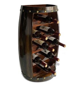 cota global alexander wall mounted wine rack – 18 wine bottles freestanding wooden barrel wine holder, hanging bottle rack or floor stand, rustic wine storage shelf organizer for wine bar & home décor