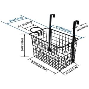 Metal Wire Bathroom Holder for Body Care, Over Cabinet Storage Basket for Hair Care, Styling Tool, Kitchen Organization for Bakeware, Cookbook, Cleaning Supplies, Black