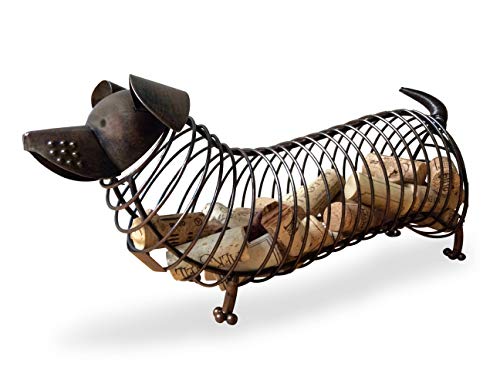 Wine Cork Holder - A Decorative Wine Cork Holder Wine Barrel in The Shape of a Cute Metal Dog A Dachshund for Wine Lovers. Great for Wine Corks