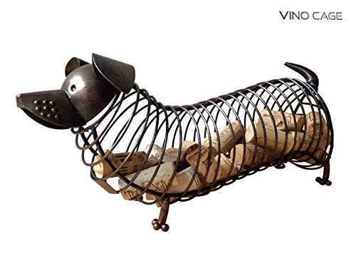 Wine Cork Holder - A Decorative Wine Cork Holder Wine Barrel in The Shape of a Cute Metal Dog A Dachshund for Wine Lovers. Great for Wine Corks