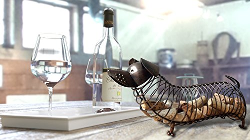 Wine Cork Holder - A Decorative Wine Cork Holder Wine Barrel in The Shape of a Cute Metal Dog A Dachshund for Wine Lovers. Great for Wine Corks