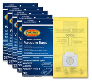 envirocare replacement vacuum cleaner bags made to fit kenmore canister type c/q. 5055, 50557 and 50558 panasonic type c-5,15 pack