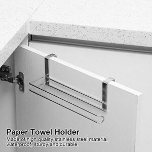 Paper Towel Holder, Stainless Steel Hanging Paper Towel Holder Under Cabinet, Roll Paper Towel Rack Hanger Over The Door for Kitchen Under Cabinet Over Door