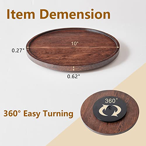 Lazy Susan Organizer 10 inches, Wood Lazy Susan Turntable Organizer for Cabinet Pantry Kitchen Countertop Cupboard (Walnut)