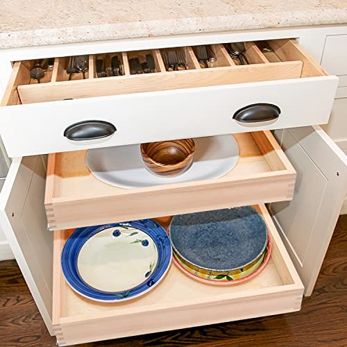 Mulush Pull Out Cabinet Drawer Organizer Tray, Slide Out Wood Kitchen Shelves, 14”W x 21”D, Requires At Least a 15.5” Cabinet Opening, Unfinished Wood